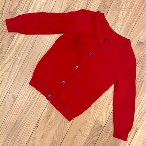 2/$15 Red crewcuts button up cardigan with ribbon detail